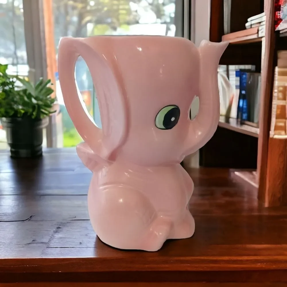 Pink Elephant Planter Pitcher Vase LEGO Japan Porcelain Kitschy Anthropomorphic. - Picture 12 of 16